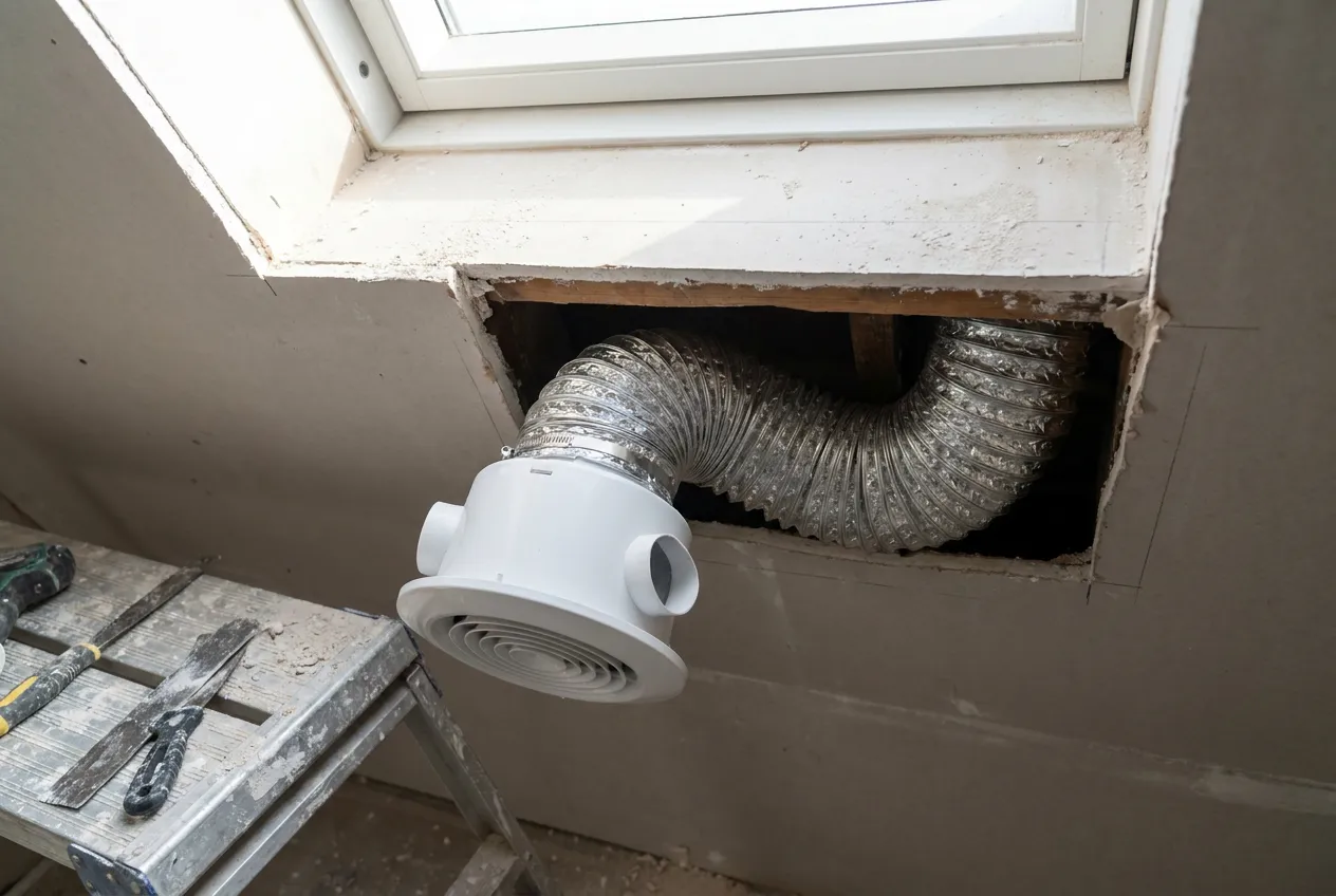 Pose d'une bouche de ventilation mécanique au plafond